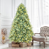 Artificial 4ft Blue green Tint Christmas Tree with 592 PE/PVC Mixed Branch Tips, 150L warm white 89924000