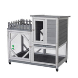 ZNTS Large Rabbit Hutch, Wooden Bunny Cage with Casters, Fence, Trays, Water Bottle, Indoor and Outdoor W2181P146764