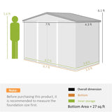 Steel Storage Shed Garden Tool house 7' x 4' White-AS 84765017