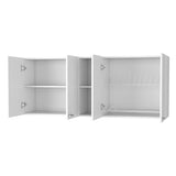 ZNTS Winslow 150" Wall Cabinet, Four Doors, Two Divisions, Two Shelves B128P148845