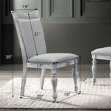 Salines Upholstered Turned Leg Dining Chairs, Set of 2, Rustic White T2574P164569
