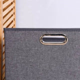 Bathroom Laundry Basket Bamboo Storage Basket with 2-tier Shelf 17.32 x 13 x 37.8 inch W40934117