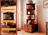 Rotating Bookshelf, 360 Degree Display 5 Tier Corner Bookshelf with Drawer for Small Space, Floor W2641P329220