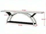 71 Inch Half Moon Console Table with 2 Tier Storage Shelves, Entryway Table 42414742