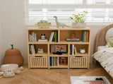 Bamboo 8 Cube Book Shelf,Kids Bookshelf with 2 Drawers ,Modern Open Storage Organizer,Display W2207P504620