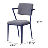 ZNTS Grey and Blue Open Back Upholstered Office Chair B062P186424