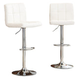 Swivel Faux Leather Adjustable Hydraulic Bar Stool, Set of 2, White T2574P164843