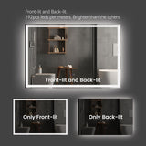48"x36" Modern LED Smart Mirror Bathroom Mirror, Front Lit & Back Lit With 3 Color Adjustable, T3177P284026