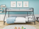 Heavy Duty Twin-Over-Full Metal Bunk Bed, Easy Assembly with Enhanced Upper-Level Guardrail, Black 87935632