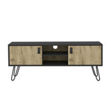 Huna Hairpin Legs TV Stand, Dual-Tone with 2 Doors and Open Shelves B200P173203