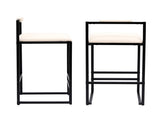 Set of 2 Barstools Faux Leather Upholstered Bar Stools Modern Metal Frame Dining Chairs for Counter, W1757P163456