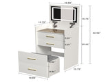 3 in 1 Vanity Desk with open Top Mirror,Small Make Up Vanity Set with Visible Glass Desktop,Compact 00445064