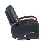 1pc Swivel Gliding Recliner Faux Leather Upholstered Solid Rubberwood Arms Luxurious Living Room B011P329243