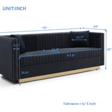 Contemporary Vertical Channel Tufted Velvet Sofa Modern Upholstered Couch for Living Room Apartment W1117P147297