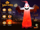 8FT Halloween Inflatable White Ghost - Rotatable Colorful LED Flame Lights, 190T Waterproof 76642105