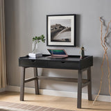 ZNTS Writing Desk, Laptop Home Office Desk with Two Storage Drawers Black & Distressed Grey B107130852