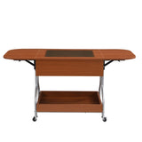 Modern Extended Coffee Table with Wheels, Folding Coffee Table with 1 drawer and 2-Tier Storage, GL-N735P231426N