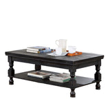 ZNTS Rustic Style Antique Black 1pc COFFEE TABLE Open Bottom Shelf Plank Style Table Top Living Room B011P214573