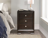 Brown Cherry Finish 3-Drawers Nightstand with 2 USB Ports Transitional Bedroom Furniture 1pc Bedside B011P172001