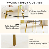 ZNTS Modern minimalist style circular transparent tempered glass table, tempered glass tabletop, golden W1151138118