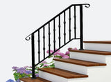Matte Black Outdoor 3 Level Iron Handrail 85809583