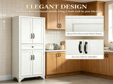 67" White 4-Door Kitchen Pantry with Drawer and Adjustable Shelves, Large-Capacity Storage Cabinet 68714553