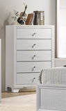 1pc Modern Glam Style White Frost Finish Glam Five Drawer Chest Embossed Crocodile Pattern Wooden B011P216717
