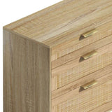 51" Rattan Dresser with Drawers, 6 Drawer Dresser for Bedroom, Clothes Storage Cabinet for Bedroom, W757P209506