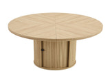 47.2-inch round wooden-style dining table with double-layer storage design and Roman column shape 48313639