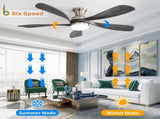 52 Inch Ceiling Fan with Dimmable 3 Colors LED Light Reversible Noiseless DC Motor Smart APP Remote W934P147643