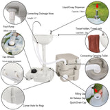 ZNTS Portable Removable Outdoor Hand Sink with Portable Toilet （Same as 46793540） 96566688