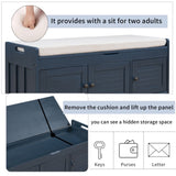 Storage Bench with 3 Shutter-shaped Doors, Shoe Bench with Removable Cushion and Hidden Storage 51949526