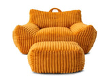 Giant Plush Bean Bag Chair for Adults with Armrests and Footstool -- Comfy Yellow Beanbag Chaise W1117P309392