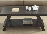 ZNTS Athens Contemporary Wood Shelf Coffee Table in Weathered Espresso T2574P164644