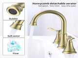 2-Handle 8 inch Widespread Bathroom Sink Faucet Brushed Gold Lavatory Faucet 3 Hole 360&deg Swivel 46793622