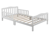 Wooden Baby Toddler Bed Children Bedroom Furniture with Safety Guardrails White 78395251