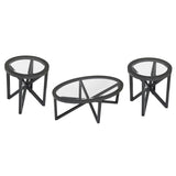 Modern simple coffee table, tempered coffee table solid wood base round transparent W487P317844