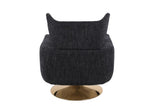 Classic Mid-Century 360-degree Swivel Accent Chair, Black Linen W1361104584