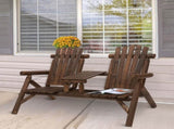 Wood Patio Chair Bench with Center Coffee Table/Garden chairs/courtyard chairs 98059382