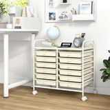 12-Drawer Rolling Storage Cart - 2-Row 10-Storey, Multicolor Drawers, 4 Wheels , White 38074436