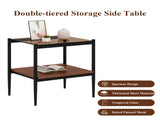 Set of 2 Rectangle End Table, Tempered Glass Tabletop with MDF layer, Modern Table for Living Room , W241P184253