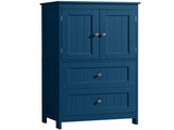 2-Drawer 2-Cabinet-Door Vertical-Grain MDF Painted Bathroom Cabinet 23.62*11.81*43.31in Blue 76060550