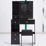 29.2" Small Space Left Drawer Desktop Vanity Table Cushioned Stool, Extra Large Right sliding W3258P299610
