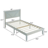 Twin Size Solid Wood Platform Bed Frame with Headboard Gray Wash 79929516