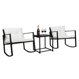 ZNTS Single 2pcs Coffee Table 1pc Exposed Rocking Chair Three-Piece Set Black 86452493