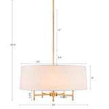 5-Light White Drum Shade Chandelier B03599265