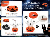 6ft Halloween Inflatable Ghost & Pumpkin Decoration - Colorful Rotating Flame Light, 190T Waterproof 31184295