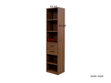 Tall Narrow Bookshelf, Slim Floor-Standing Storage Cabinet with 2 Drawers & 5 Open Shelves, Display W331P485806