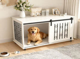 39.37'' Modern Wooden Dog Crate Furniture with Sliding Barn Door and Side Door, Indoor Dog Kennel 66249718