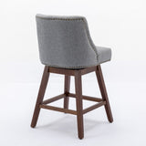 Counter Height Swivel Barstools, 26'' H Seat Height Upholstered Bar Stools Set of 2, Fabric in Gray W1143P151491